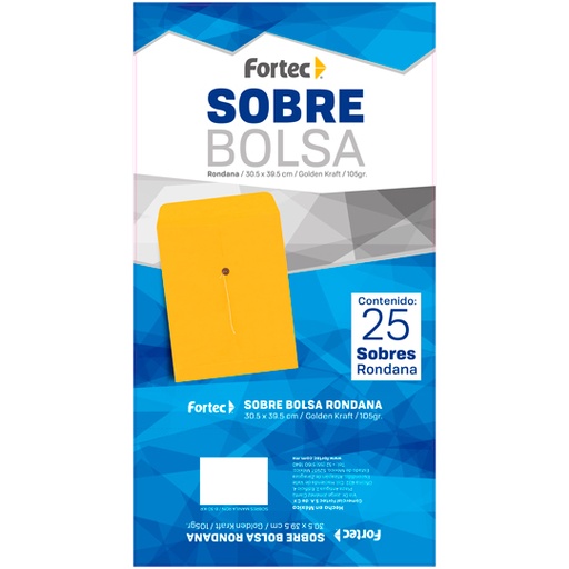 [FTC-SOB-B30KR] Sobre Kraft Con Rondana Fortec Legal Caj