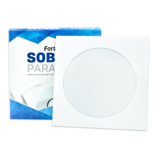 [FTC-SOB-FSCD01] Sobre Blanco Para Cd Fortec Con Ventana Caja Con 50 Piezas