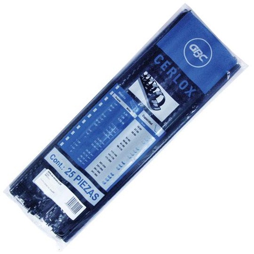 [GBC-GUS-M080490] Gusano Cerlox Gbc Plástico Negro 3/4  38 Aros 25 Piezas Para 140 Hojas