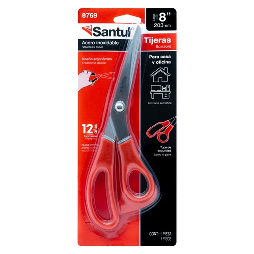[SAN-TIJ-8769] Tijeras Santul De 8 Pulgadas Color Rojo