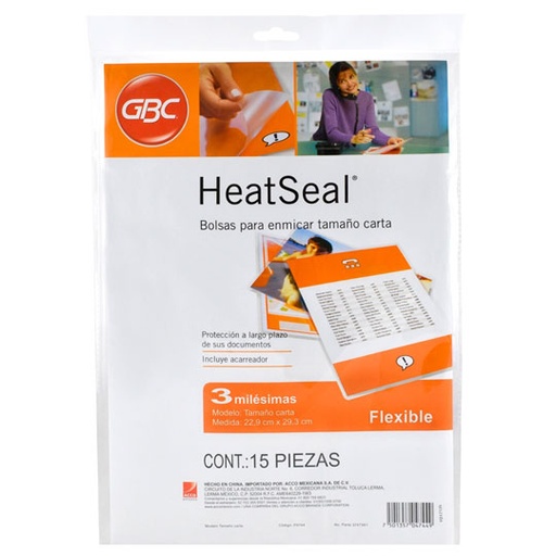 [GBC-MIC-P4744] Mica Térmica Gbc Tamaño Carta,15 Piezas 3 Milésimas