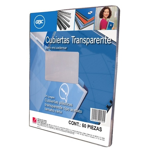 [GBC-PAS-M100305] Cubierta Plástica Tamaño Carta Tipo Acetato Gbc Transparente Con 50 Piezas