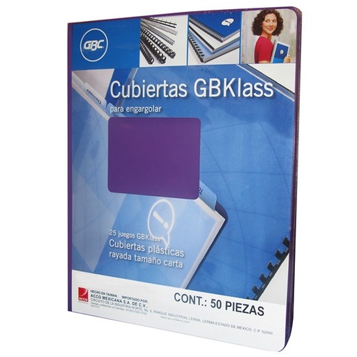 [GBC-PAS-M600022] Cubierta Plástica Tamaño Carta Gbklass Color Morado Con 50Piezas