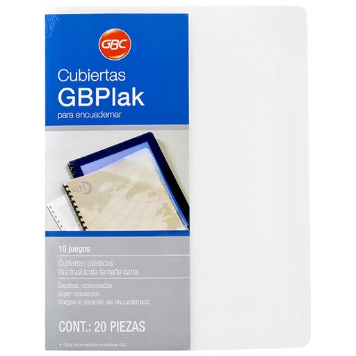 [GBC-PAS-MX01860] Cubiertas carta Lisas Gbplack Gbc Color Transparente, con 20   piezas