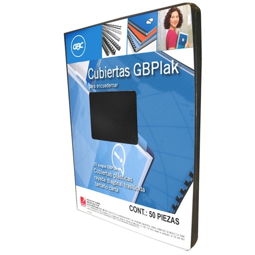 [GBC-PAS-P3559] Cubierta Plástica Tamaño Carta Gbplak Rayada Gbc Color Humo Con 50 Piezas