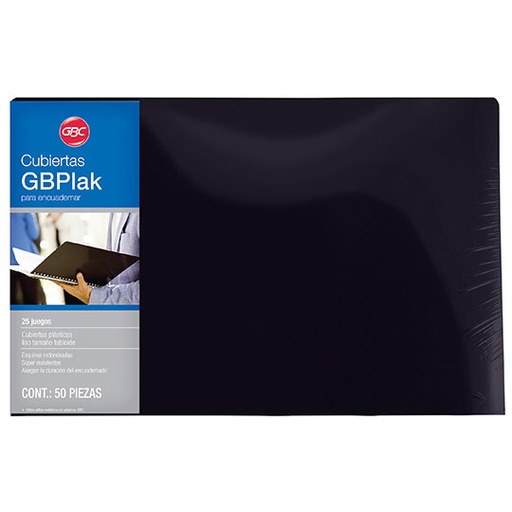 [GBC-PAS-P3604] Cubiertas Lisas Gbplack Gbc Color Negro, Tamaño Tabloide, Con 50 Piezas