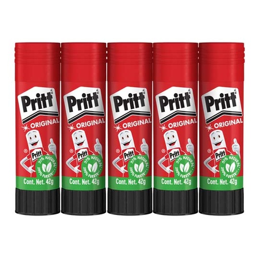 [HEN-PEG-2730300] Lápiz Adhesivo Pritt En Barra De 42 Grs, Charola Con 5 Piezas