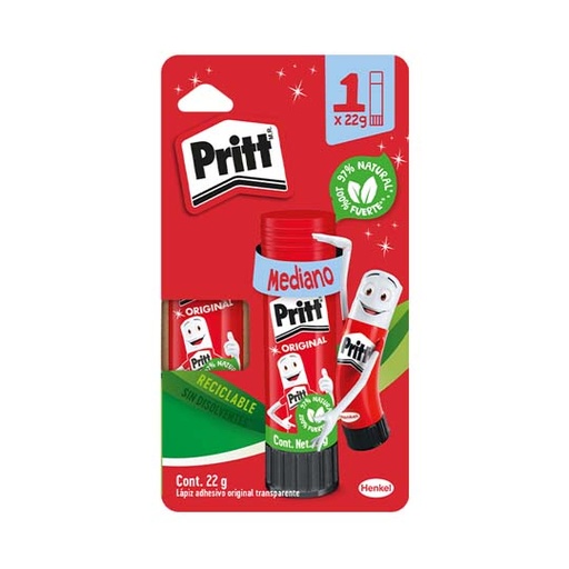 [HEN-PEG-2780666] Lápiz Adhesivo Pritt En Barra De 22 Grs, Blíster 1 Pieza