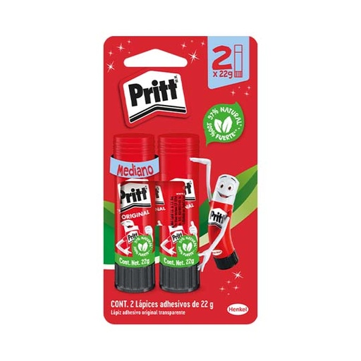 [HEN-PEG-2780669] Lápiz Adhesivo Pritt En Barra De 22 Grs, Blíster Con 2 Piezas