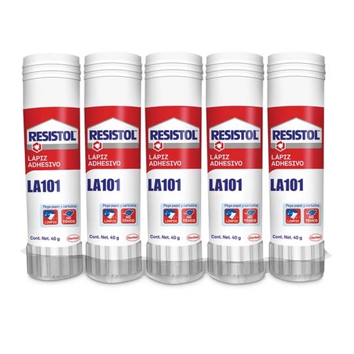 [HEN-PEG-2803767] Lápiz Adhesivo Resistol En Barra De 40Grs Charola Con 5 Piezas
