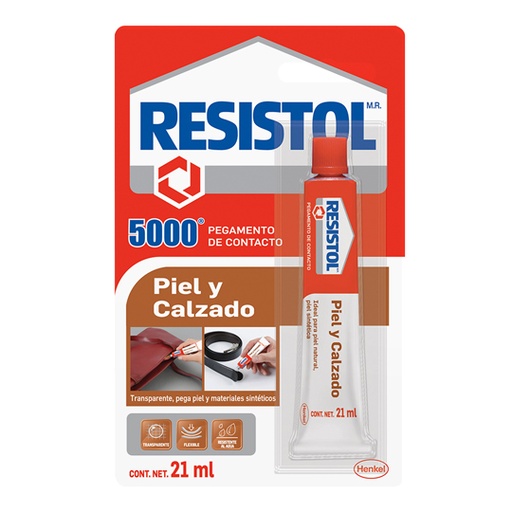 [HEN-PEG-500020] Pegamento De Contacto Resistol 5000 Piel Y Calzado Tubo De 21 Ml 