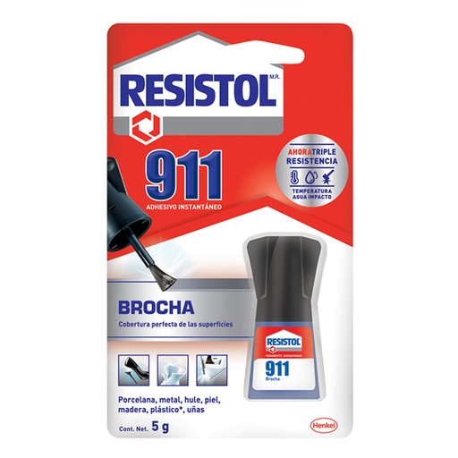 [HEN-PEG-91106] Pegamento Instantáneo Resistol 911 Brocha 5Gr