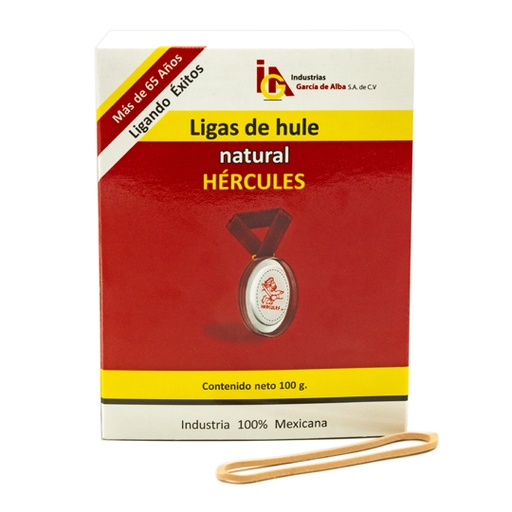 [HER-LIG-18B100] Ligas Hercules De Hule Natural No. 18  Caja Con 100 Gramos
