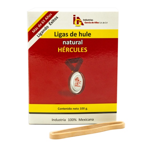 [HER-LIG-33B100] Ligas Hercules De Hule Natural No. 33 Caja Con 100 Gramos 