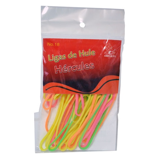 [HER-LIG-LCNG18] Ligas Hercules De Hule No. 18 Colores Surtidos. bolsa con 15 gramos 
