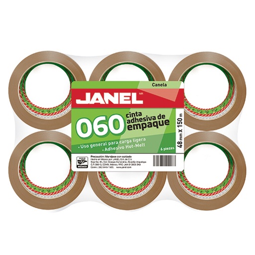 [JAN-ADS-066C48X] Cinta Empaque Línea 060 Canela Janel 48Mmx150M Con 6 Piezas