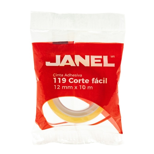 [JAN-ADS-11912X1] Cinta Adhesiva Transparente Janel 12X10Corte Fácil 