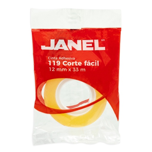 [JAN-ADS-11912X3] Cinta Adhesiva Transparente Janel 12X33 Corte Fácil