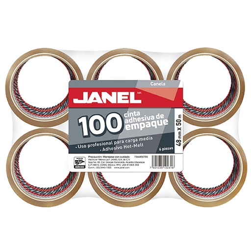[JAN-ADS-EMP48X5] Cinta Empaque Línea 100 Canela Janel 48Mmx50M Con 6 Piezas