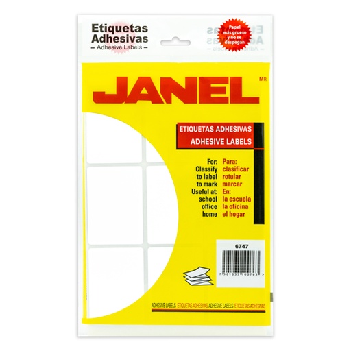 [JAN-ETQ-13] Etiqueta Blanca Janel Clasica No. 13 Con 180 Etiquetas De 67X47Mm