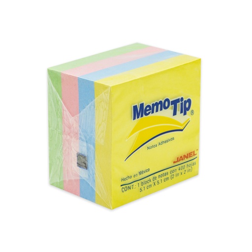 [JAN-PST-0202296] Notas Adhesivas Mini Memo Tip Pastel 2X2 Pulg 1 Block Con 400 Hojas 