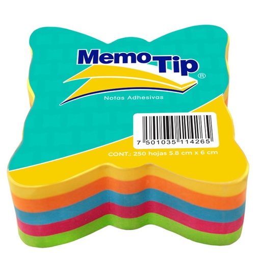 [JAN-PST-0303MAR] Notas Adhesivas Memo Tip Forma Mariposa con 250 hojas de 7.62 x 6.9 cm 