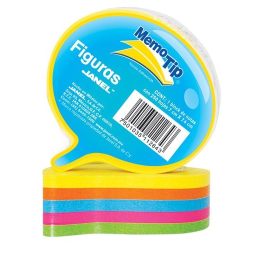 [JAN-PST-0303PEN] Notas Adhesivas Memo Tip Forma Pensamiento Con 250 Hojas De 7.1Cm X 7.5Cm 