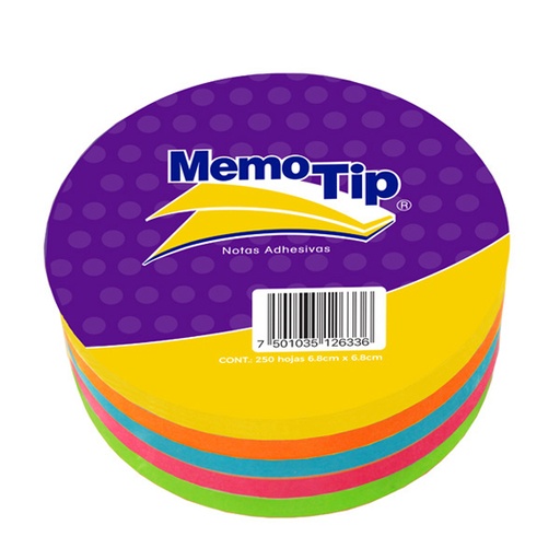 [JAN-PST-250CIRC] Notas Adhesivas Memo Tip Forma Circulo Con 250 Hojas De 6.8 X 6.8Cm 
