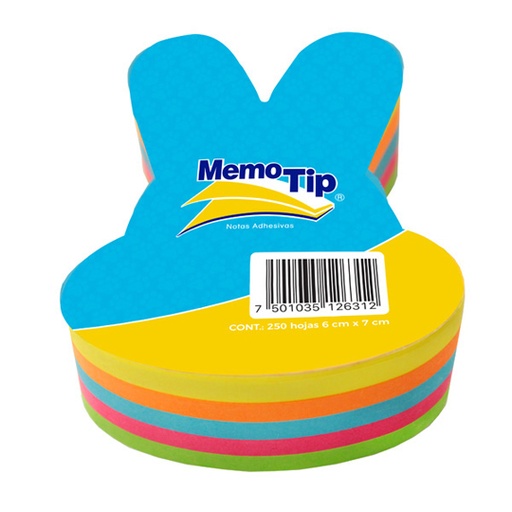 [JAN-PST-250CONE] Notas Adhesivas Memo Tip Forma Conejo Con 250 Hojas De 6 X 7 Cm 