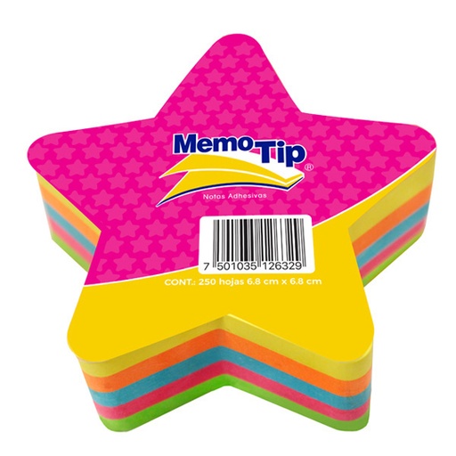 [JAN-PST-3550EST] Notas Adhesivas Memo Tip Forma Estrella De 8.1Cm X 8.1Cm 1 Block Con 50 Hojas 