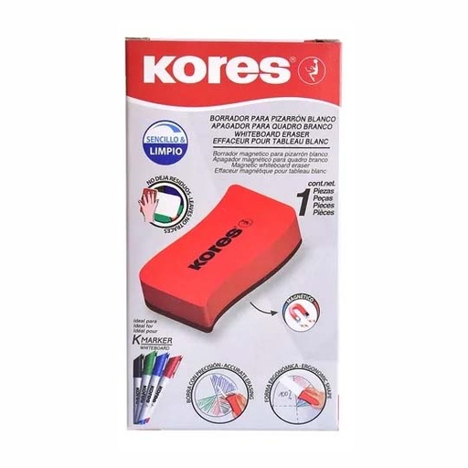 [KOR-BOR-PIZBLAN] Borrador para pizarrón blanco Kores, color rojo, 1 pieza 