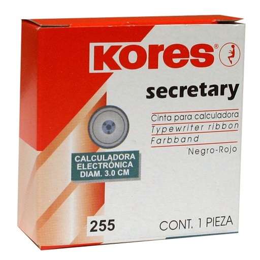 [KOR-CIN-255] Cinta Para Calculadora Kores Modelo 255, Bicolor Negro-Rojo