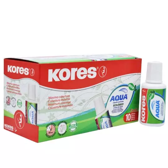 [KOR-CRR-69101] Corrector Liquido En Brocha Kores, 20 Grs,10 Piezas