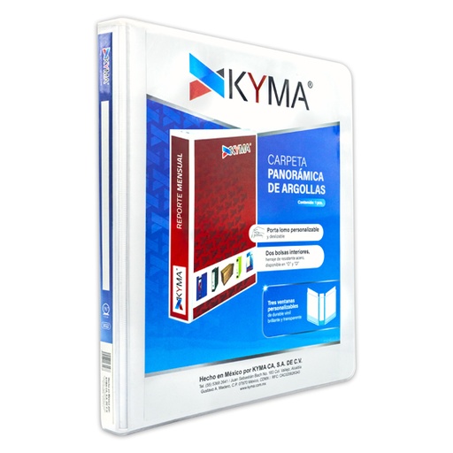 [KYM-CAR-050BCO] Carpeta Panorámica Kyma Carta Blanca Herraje En "O" De 1/2 Pulgadas