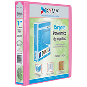 [KYM-CAR-100RNEO] Carpeta KYMA panoramica de vinil 1 pulgada arillo en O rosa,tamaño carta