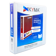 [KYM-CAR-150BCA] Carpeta KYMA panoramica de vinil 1.5 pulgada arrillo en D blanca, tamaño carta