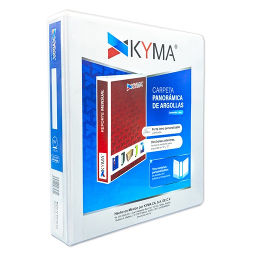 [KYM-CAR-150BCO] Carpeta panorámica KYMA carta blanca herraje en "O" de 1 1/2 pulgada
