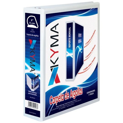 [KYM-CAR-200BCA] Carpeta panorámica KYMA carta herraje en"D" de 2 pulgadas