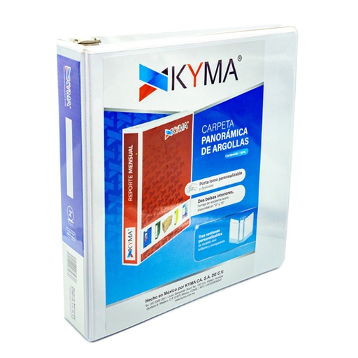 [KYM-CAR-200BCO] Carpeta Panorámica Kyma Carta Blanca Herraje En "O" De 2 Pulgadas