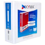 [KYM-CAR-250BCO] Carpeta KYMA panoramica de vinil 2.5 pulgadas arillo en O blanca, tamaño carta