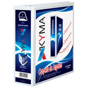 [KYM-CAR-300BCA] Carpeta KYMA panoramica de vinil 3 pulgadas arrillo en D blanca, tamaño carta