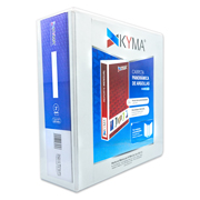[KYM-CAR-300BCO] Carpeta KYMA panoramica de vinil 3 pulgadas arrillo en O blanca, tamaño carta
