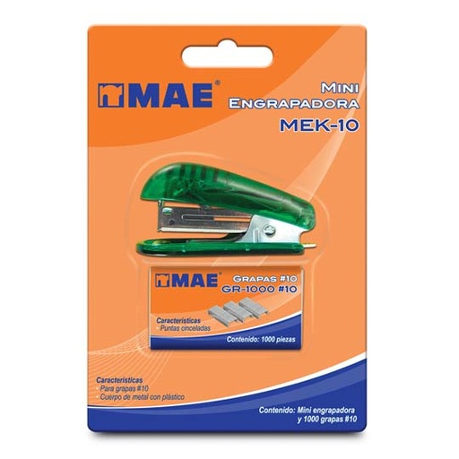 [MAE-ENG-MK10] Kit De Engrapadora Plastica Mae Mini Engrapadora No 10 + 1000 Grapas