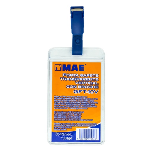 [MAE-GAF-10V] Gafete Transparente Vertical Marca Mae 1