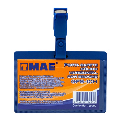 [MAE-GAF-GFS10H] Gafete Azul Horizontal Marca Mae 1 Pieza
