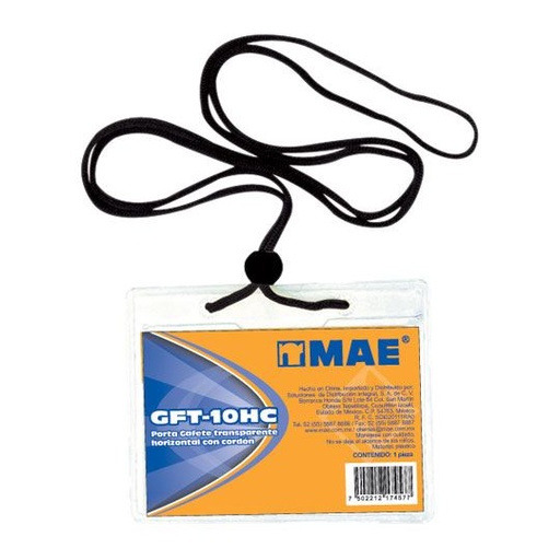 [MAE-GAF-GFT10HC] Gafete Transparente Horizontal Marca Mae Caja Con 50 Piezas