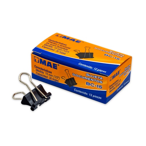 [MAE-SUJ-BC15] Sujetadocumentos Mae De 15 Mm 12 Piezas