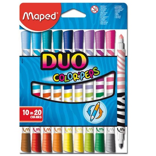[MPD-PLU-847010] Plumones De Colores Duo Maped Con 10 Piezas Colorpeps Duo Colors