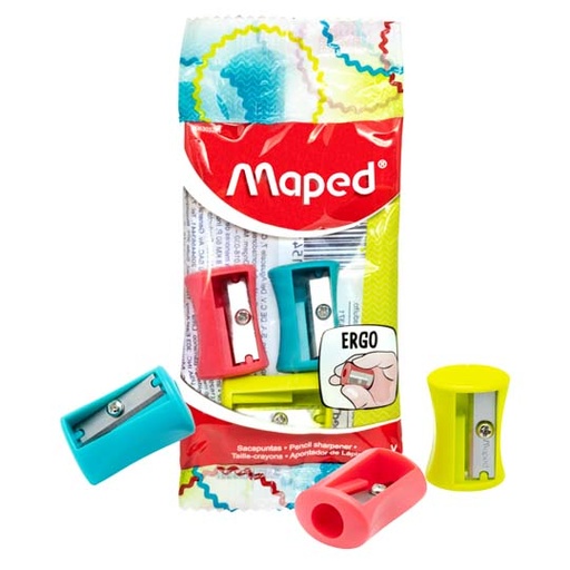 [MPD-SAC-006303Z] Sacapuntas Vivo Maped 1 Orificio 3 Piezas, Colores Surtidos