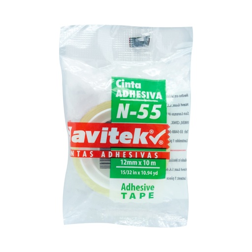[NAV-ADS-12010] Cinta corte fácil N55 Navitek transparente 12mm x 10m uso escolar/oficina